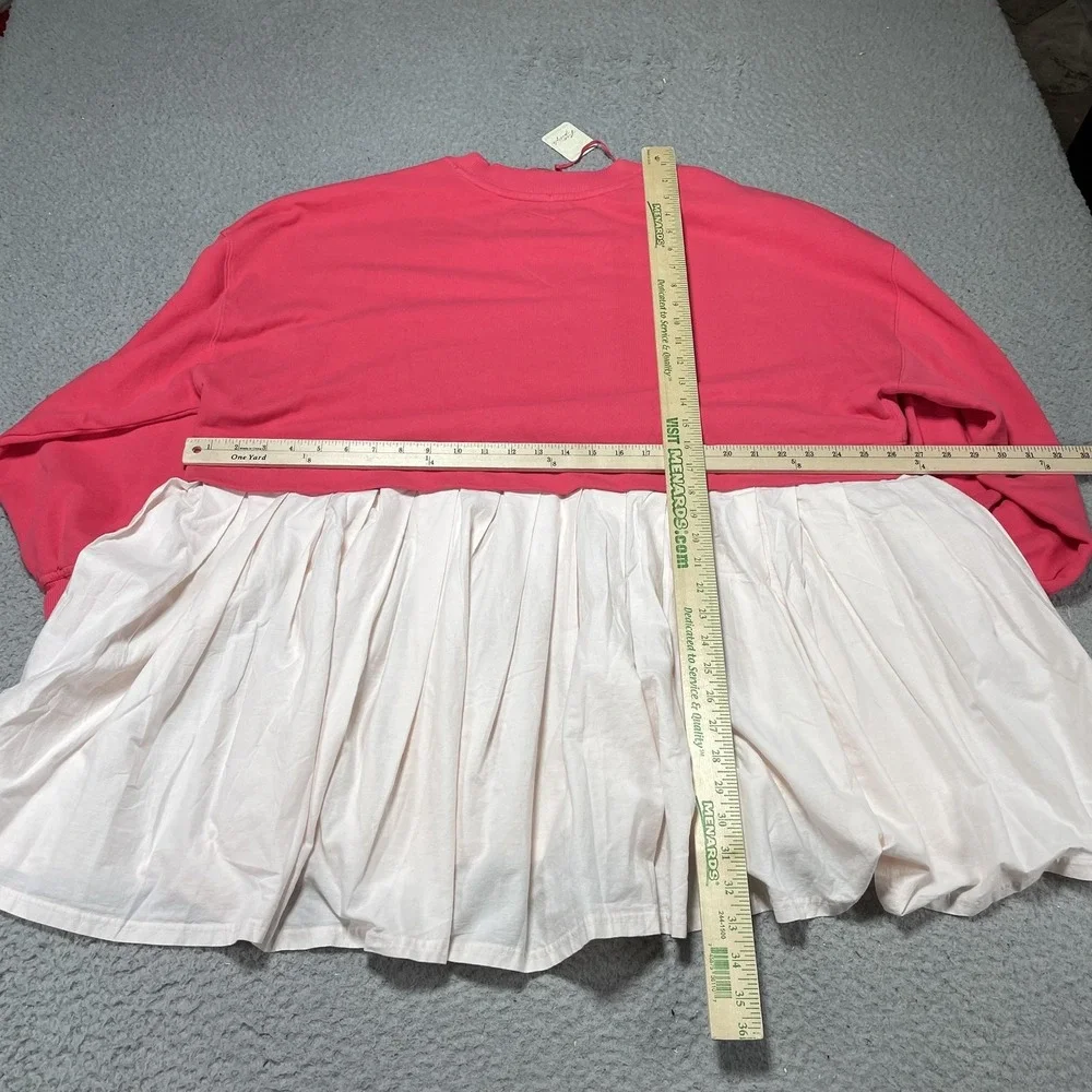 Free People‎ Sweater Dress Womens Medium Pink Colorblock Trapeze Knit OB1654405
